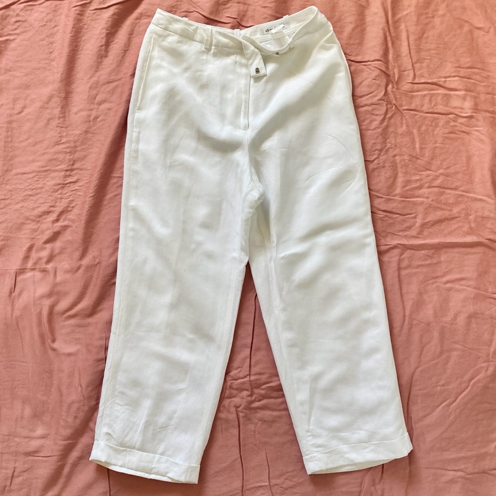 White Linen Cropped Pants - Size 6 David N